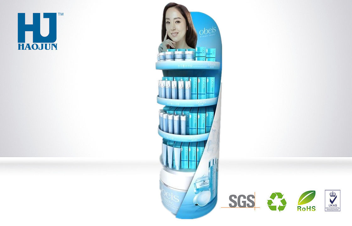 Corrugated Cosmetic Display Rack Cardboard Floor with CMYK Printing