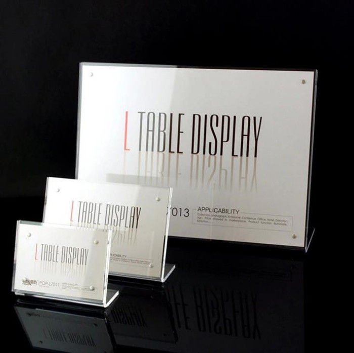 Transparent Tabletop Sign Acrylic Holder Stands Plexiglass , Eco-Friendly